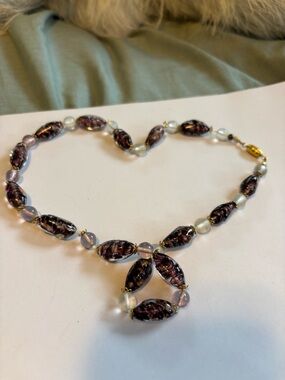 Handmade Purple Glass Bead Necklace with Gold Accents….directly from Austria.